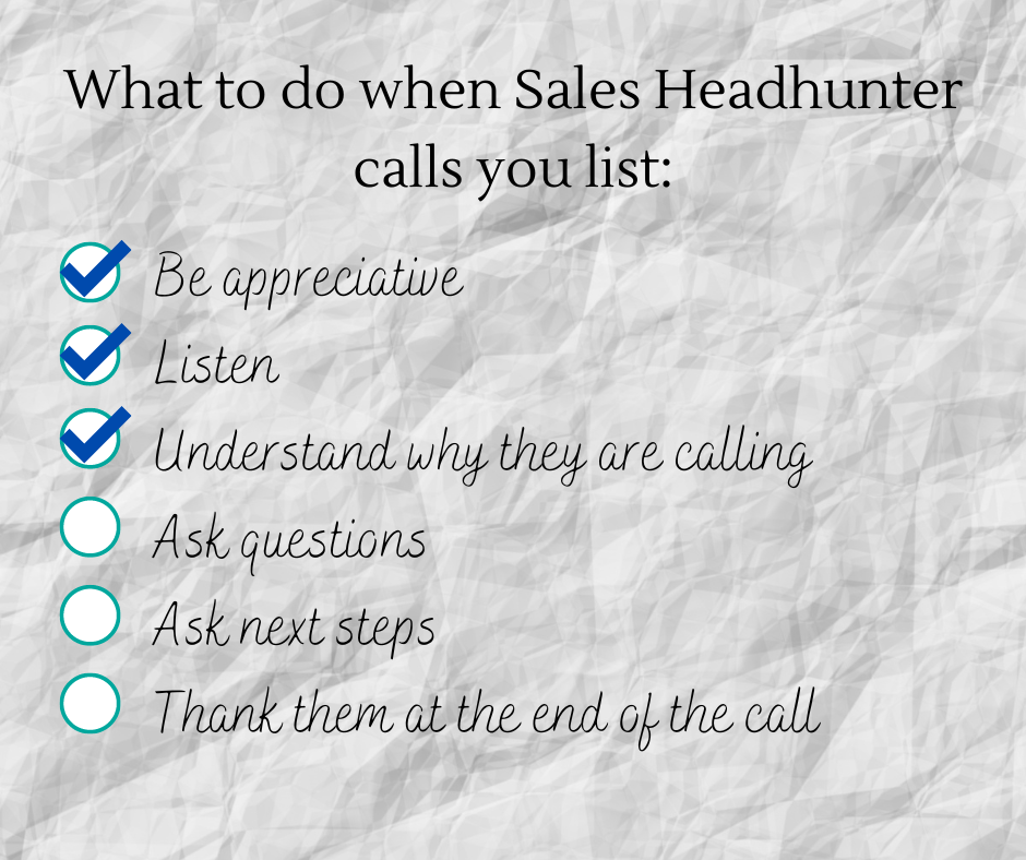 list of things to do when sales headhunter calls you